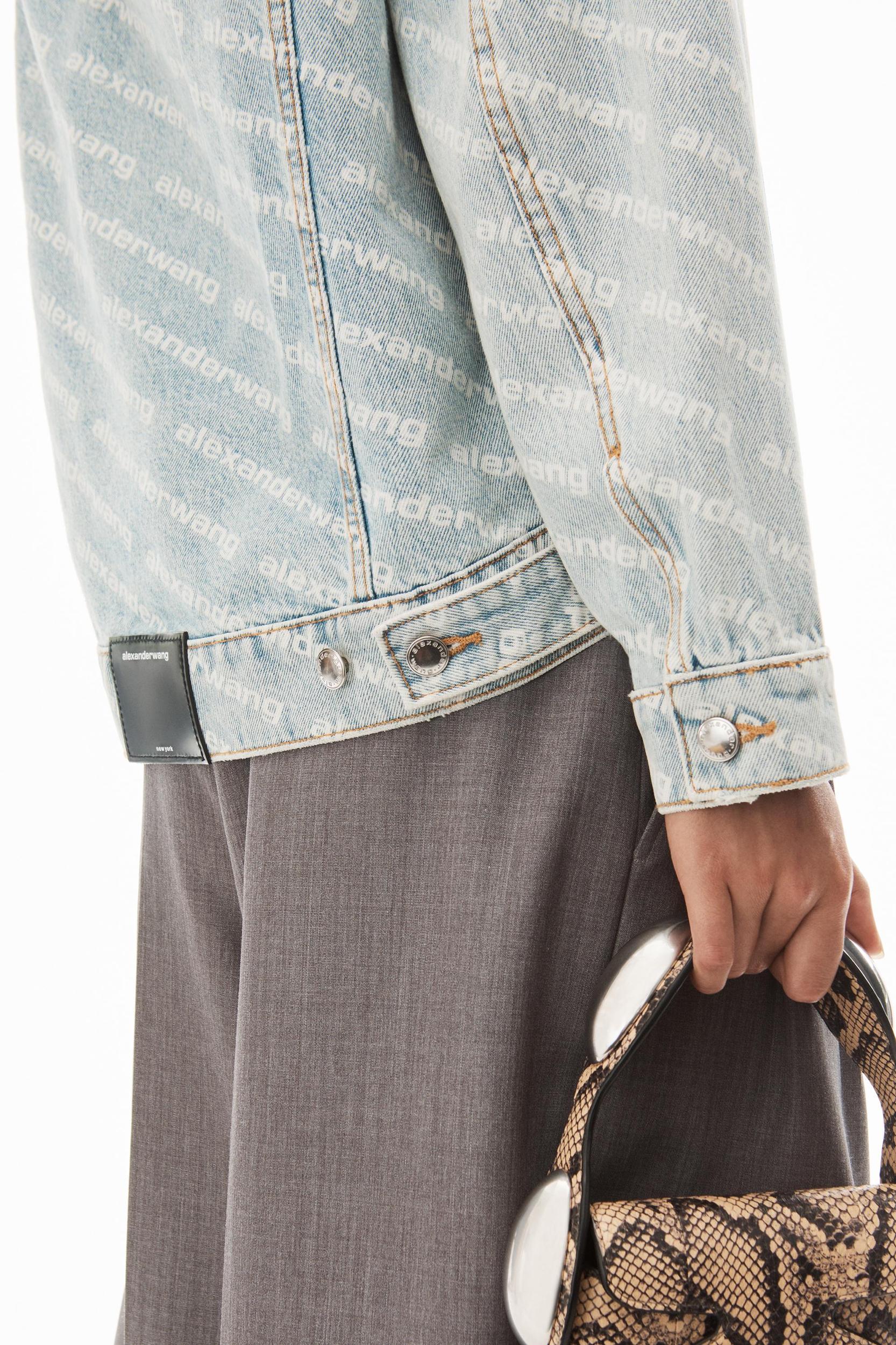 Falling Back Logo Jacket In Pebble Bleach Denim Product Image