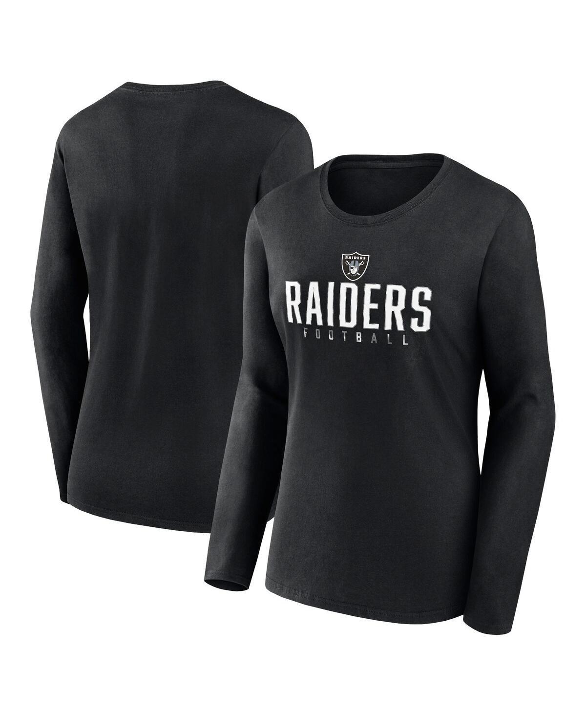 Women's Fanatics Branded Black Las Vegas Raiders Plus Size Foiled Play Long Sleeve T-Shirt, Size: 2XL, Lvr Black Product Image