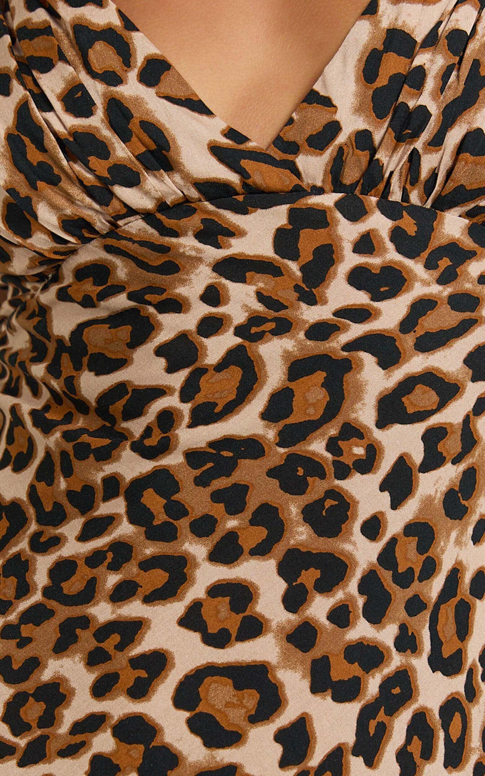 Amalea Mini Dress - Wide Strap Ruched Bust Dress in Animal Product Image