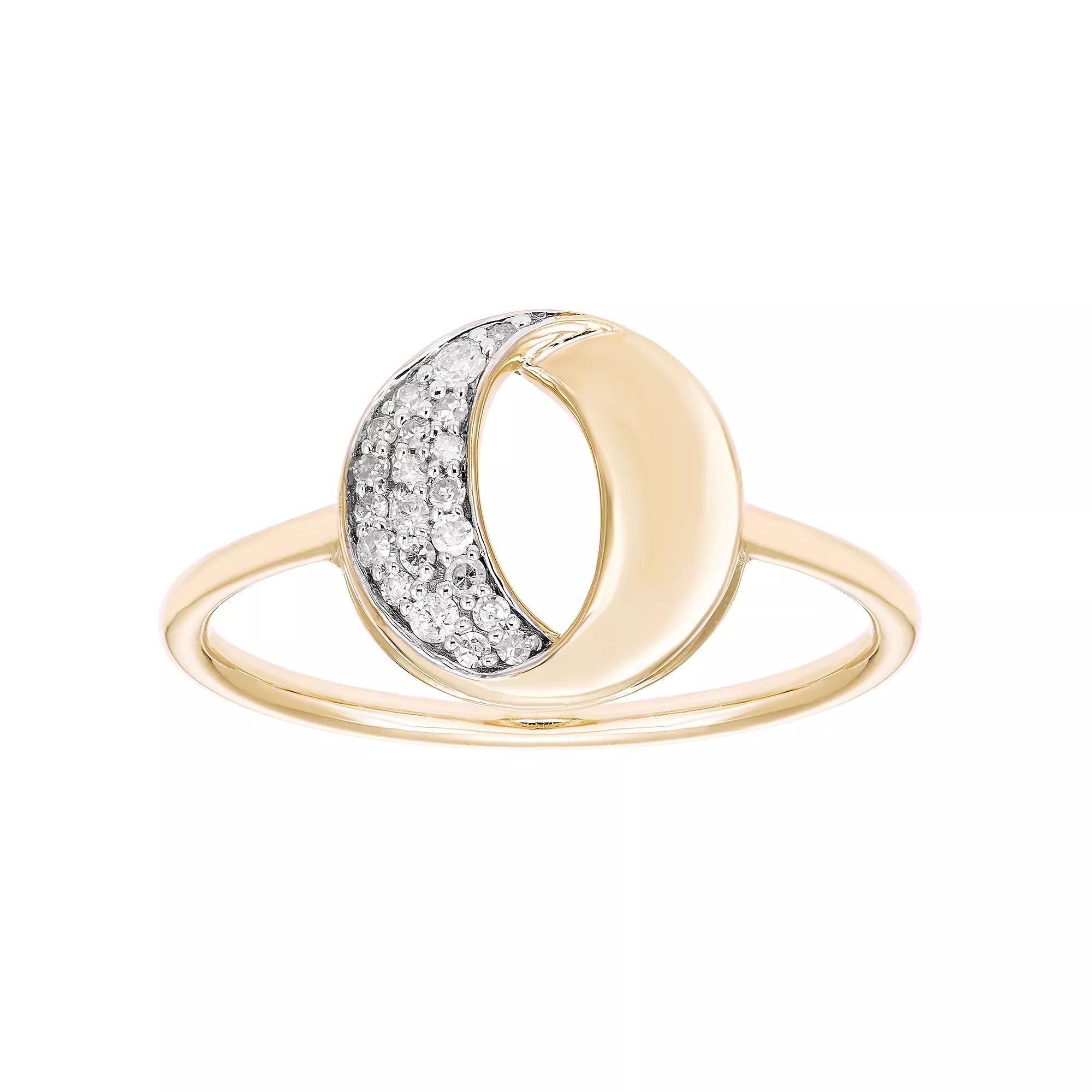 Boston Bay Diamonds 14k Gold Over Sterling Silver 1/8 Carat T.W. Diamond Crescent Ring, Womens Gold Tone Product Image