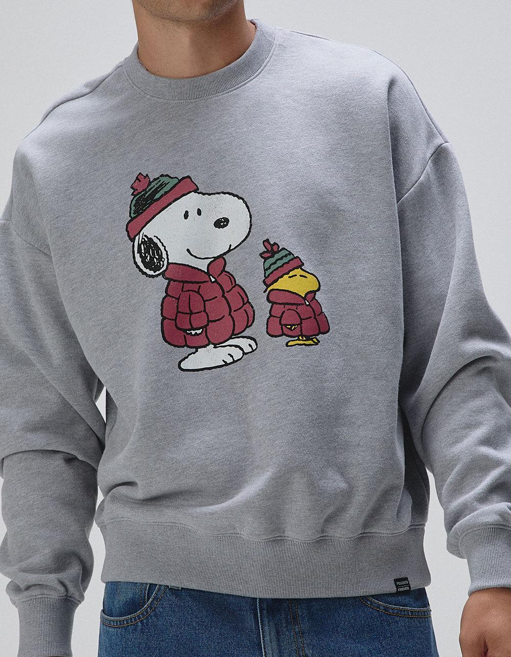 RSQ x Peanuts Puffers Mens Oversized Crewneck Sweatshirt - HEATHER GRAY Product Image