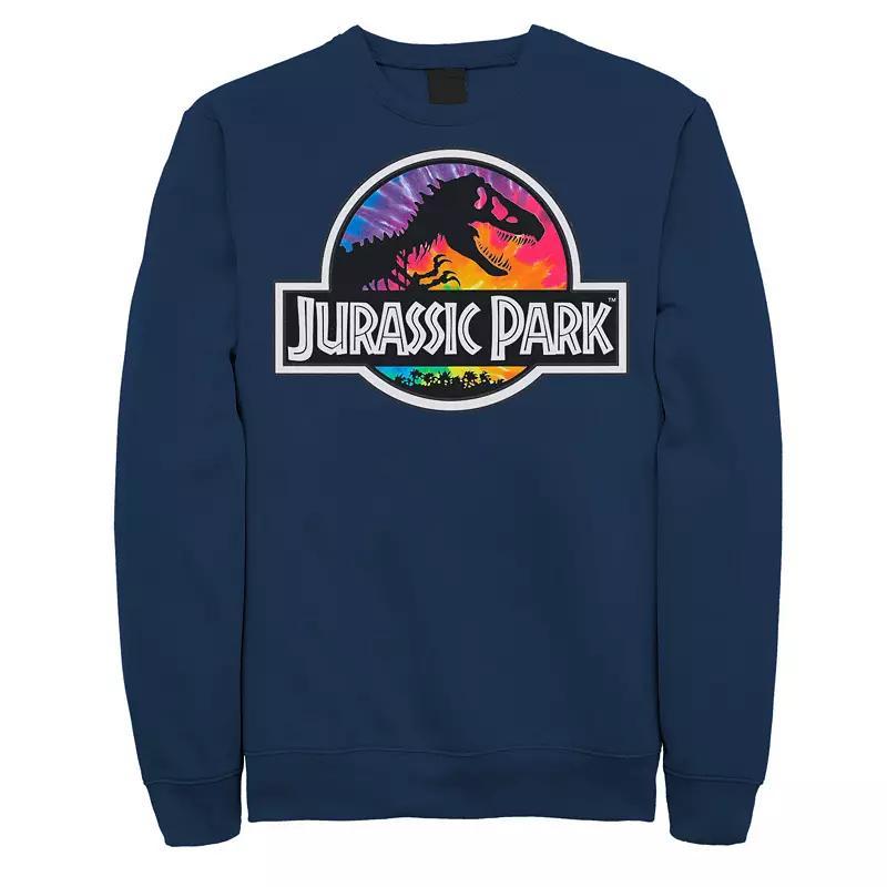 Men's Jurassic Park Tie Dye Classic Logo Fleece Graphic Pullover, Size: Large, Black Product Image