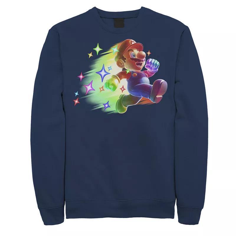 Men's Nintendo Super Mario Action Pose Neon Portrait Sweatshirt, Size: Small, Blue Product Image