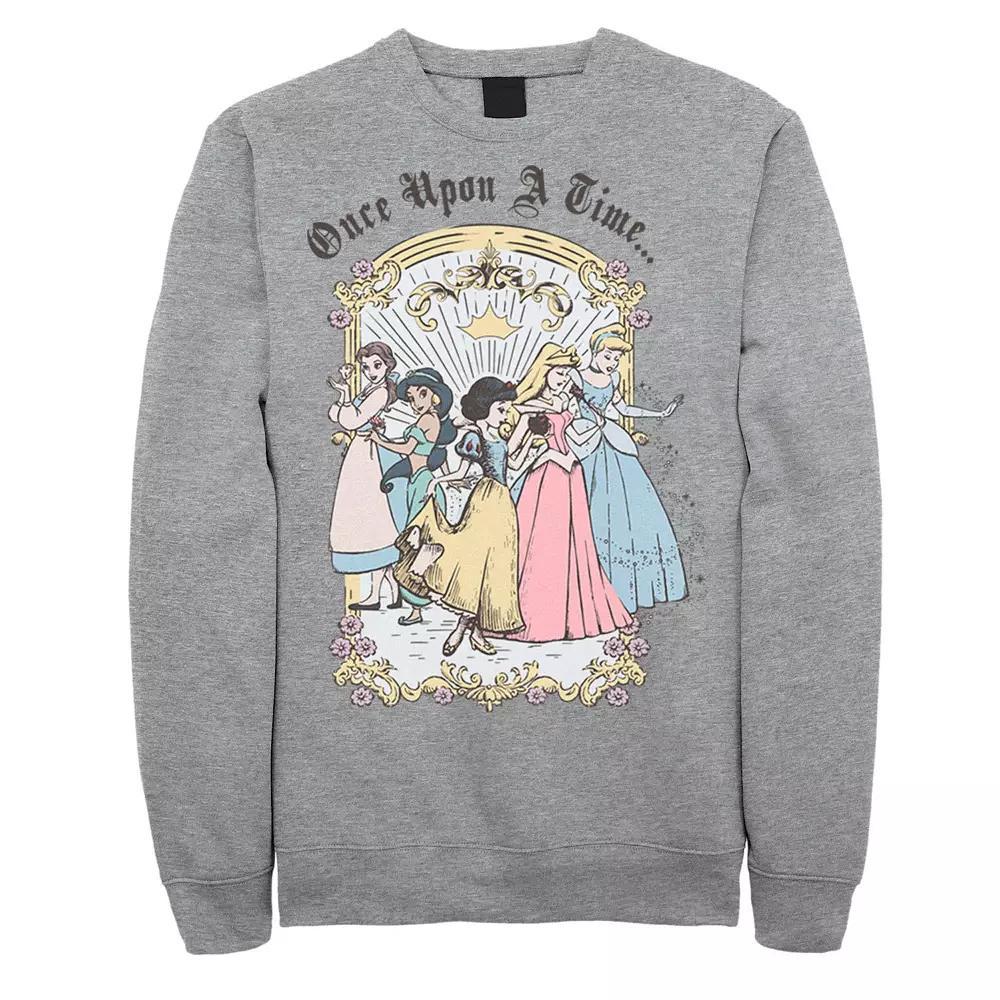 Men's Disney Princess Once Upon A Time Vintage Cartoon Sweatshirt, Size: XXL, Athletic Grey Product Image