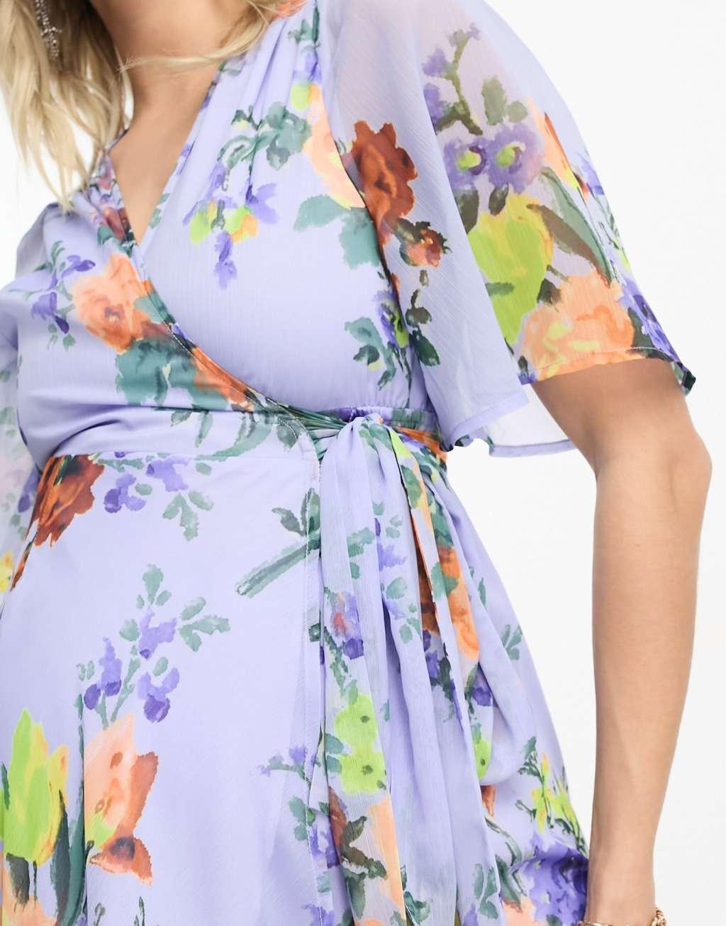 Hope & Ivy Maternity flutter sleeve wrap midaxi dress Product Image