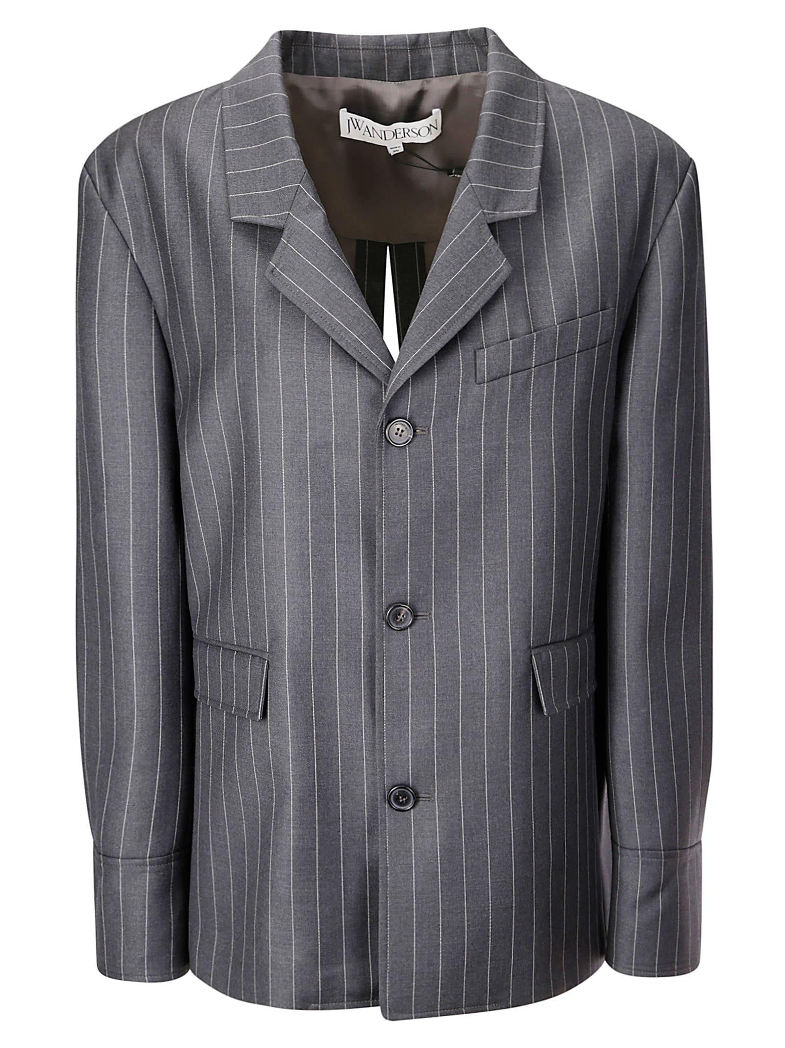 JW ANDERSON Open Back Tailored Shirt Jacket Mid Grey Melange Product Image