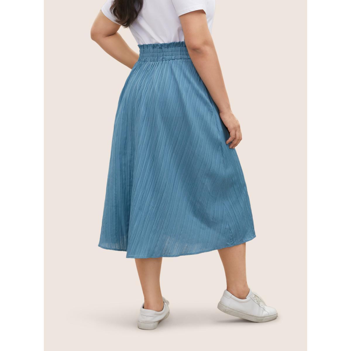 Plus Size Solid Plisse Pocket Paperbag Waist Skirt Women Stone Casual Non No stretch Slanted pocket Everyday Skirts BloomChic 30/6X Product Image