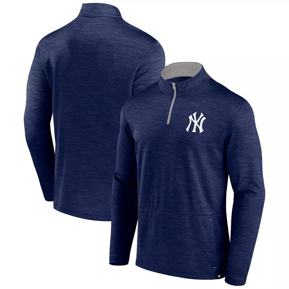 Men's Fanatics Heather Navy Milwaukee Brewers Fundamentals Quarter-Zip Pullover, Size: 3XL, Blue Product Image