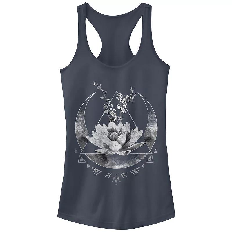Juniors' Lotus Flower Crescent Moon Tank Top, Girl's, Size: XS, Grey Product Image