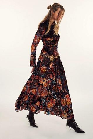 Bali Painterly Paisley Velvet Maxi Dress Product Image