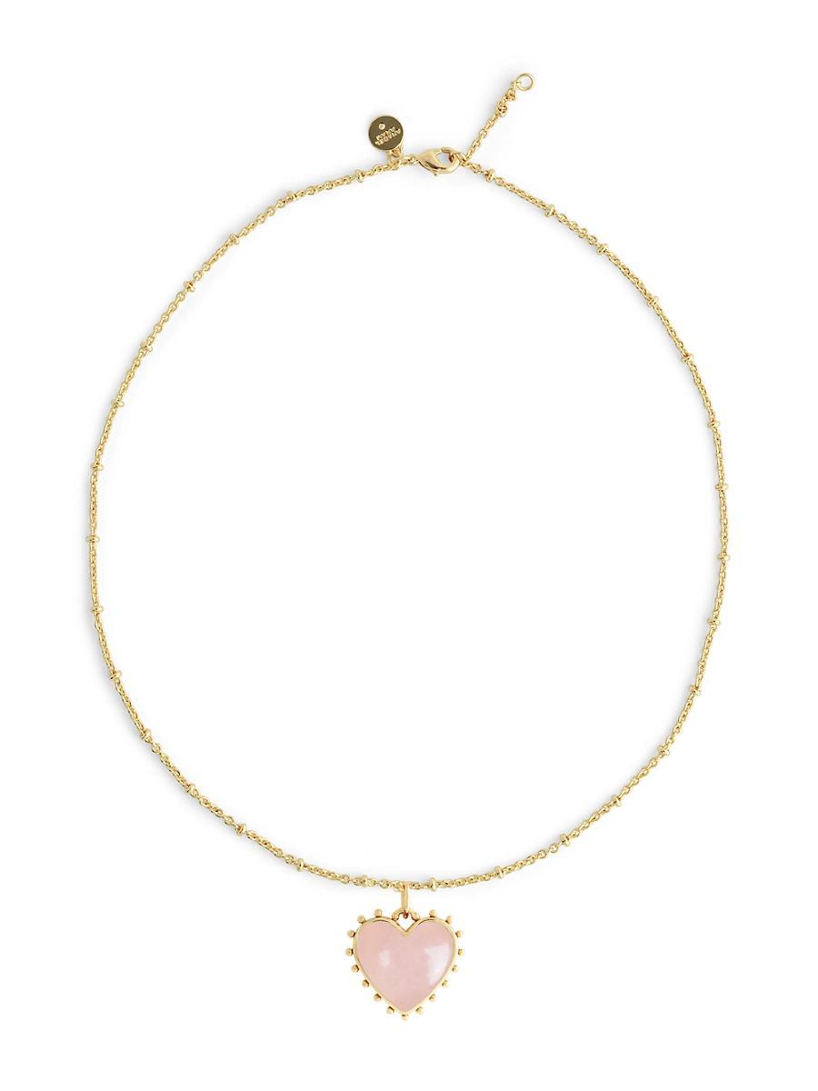 Womens Heart 18K-Gold-Plated & Gemstone Heart Pendant Necklace Product Image