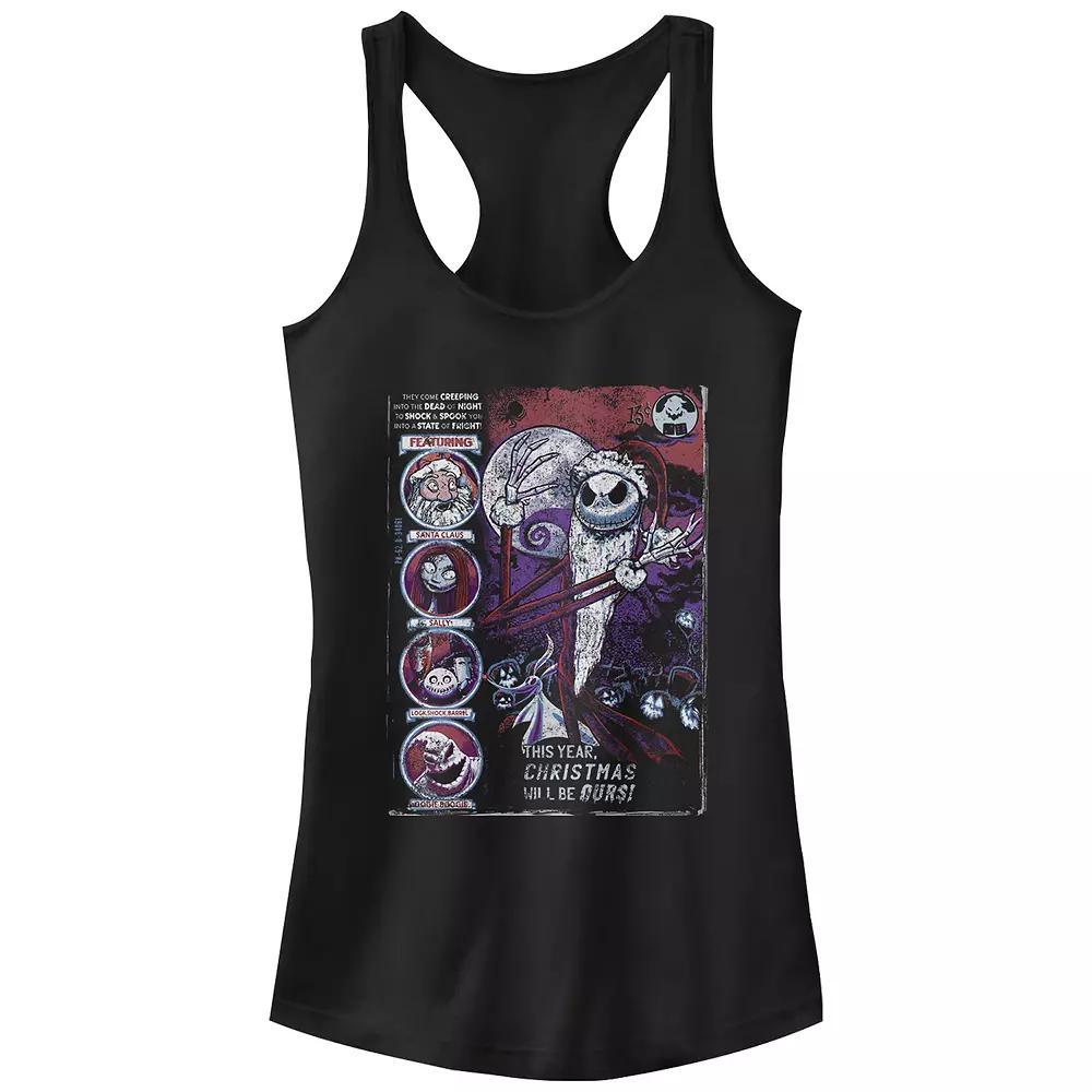Disney's The Nightmare Before Christmas Characters Comic Book Cover Juniors' Racerback Tank Top, Girl's, Size: XS, Black Product Image
