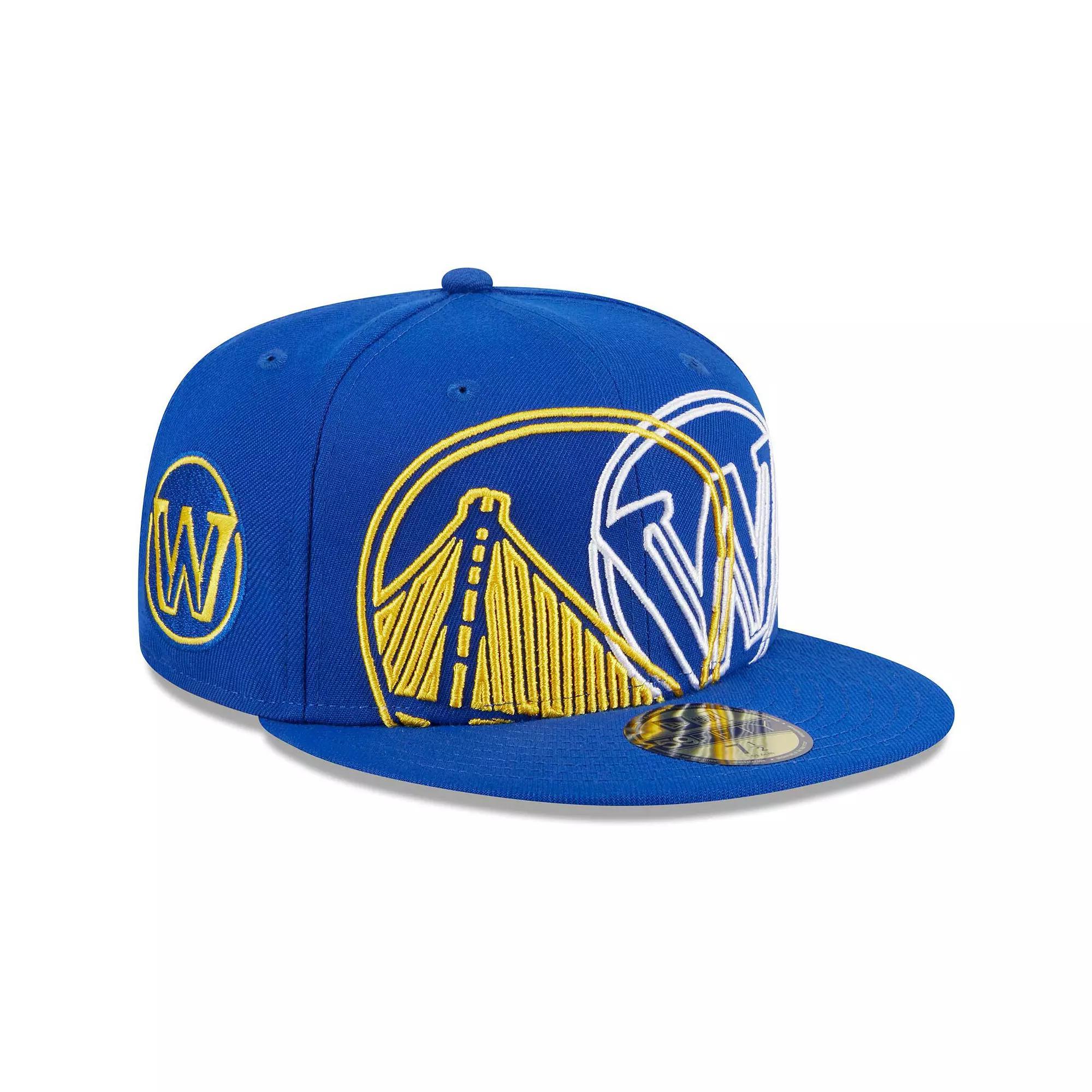 Men's New Era  Royal Golden State Warriors Game Day Hollow Logo Mashup 59FIFTY Fitted Hat, Size: 7 1/2, Blue Product Image