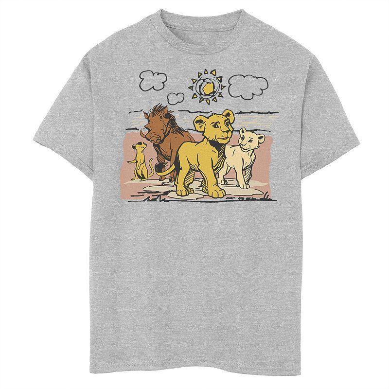 Disney's The Lion King Boys 8-20 Live Action Sketched Group Portrait Graphic Tee, Boy's, Size: XS, Athletic Grey Product Image