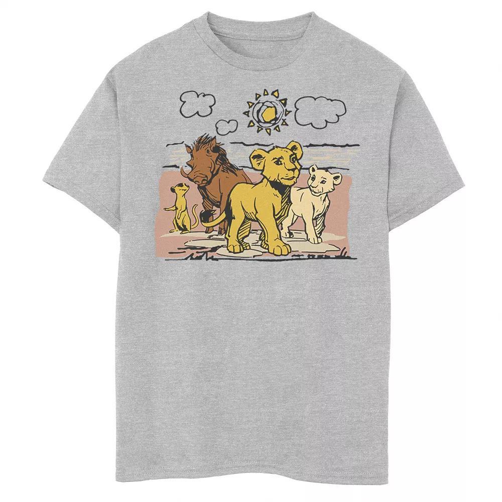 Disney's The Lion King Boys 8-20 Live Action Sketched Group Portrait Graphic Tee, Boy's, Size: XS, Athletic Grey Product Image