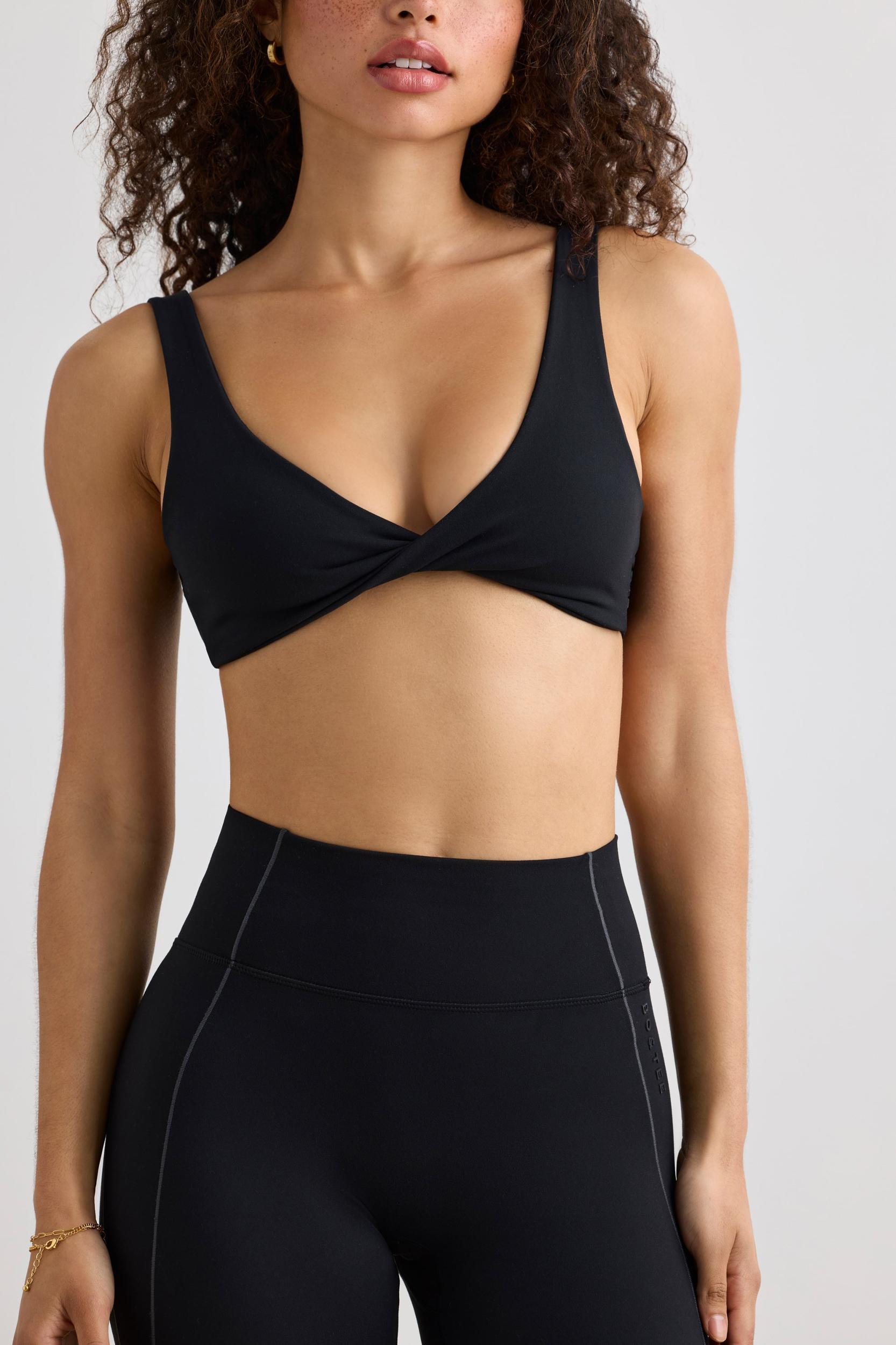 Soft Active V-Neck Sports Bra in Black Female Product Image