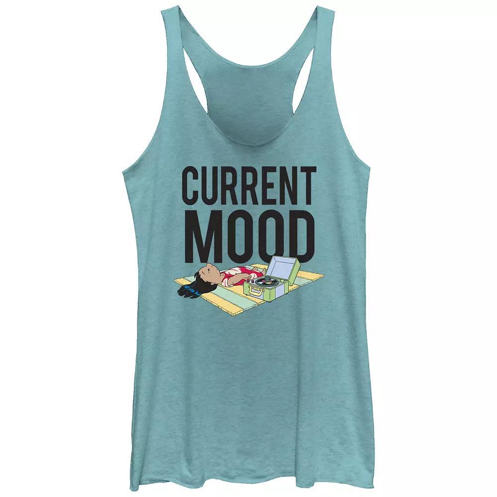 Disney's Lilo & Stitch Current Mood Juniors' Tri-Blend Racerback Tank Top, Girl's, Size: XS, Tahiti Blue Product Image