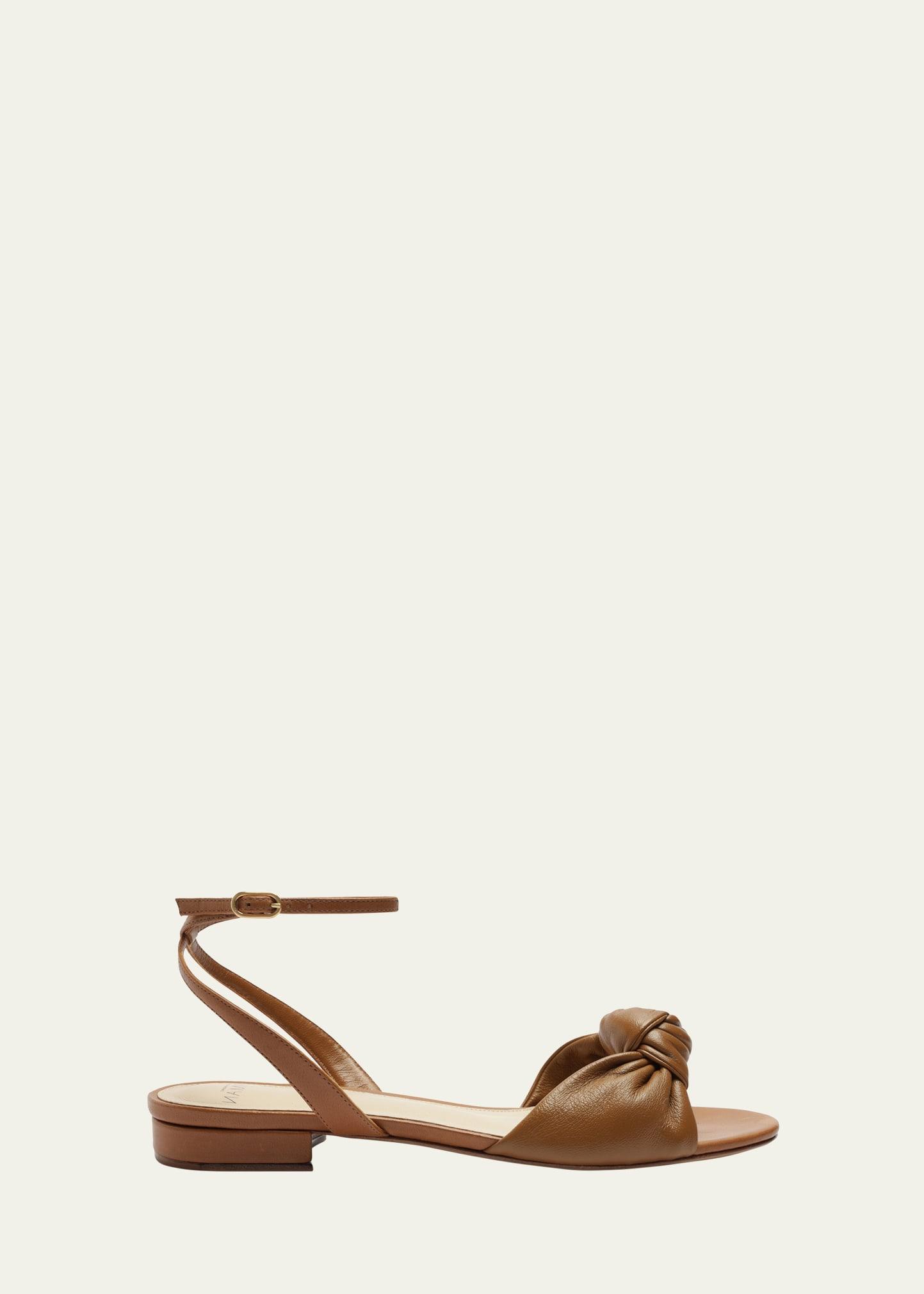 Kace Leather Knot Ankle-Strap Sandals Product Image