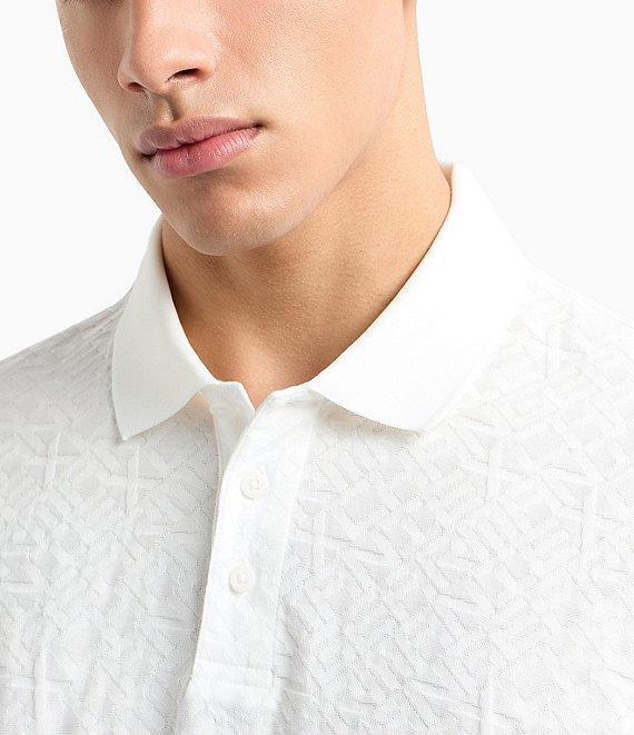 Armani Exchange Allover Logo Jacquard Short Sleeve Polo Shirt Product Image