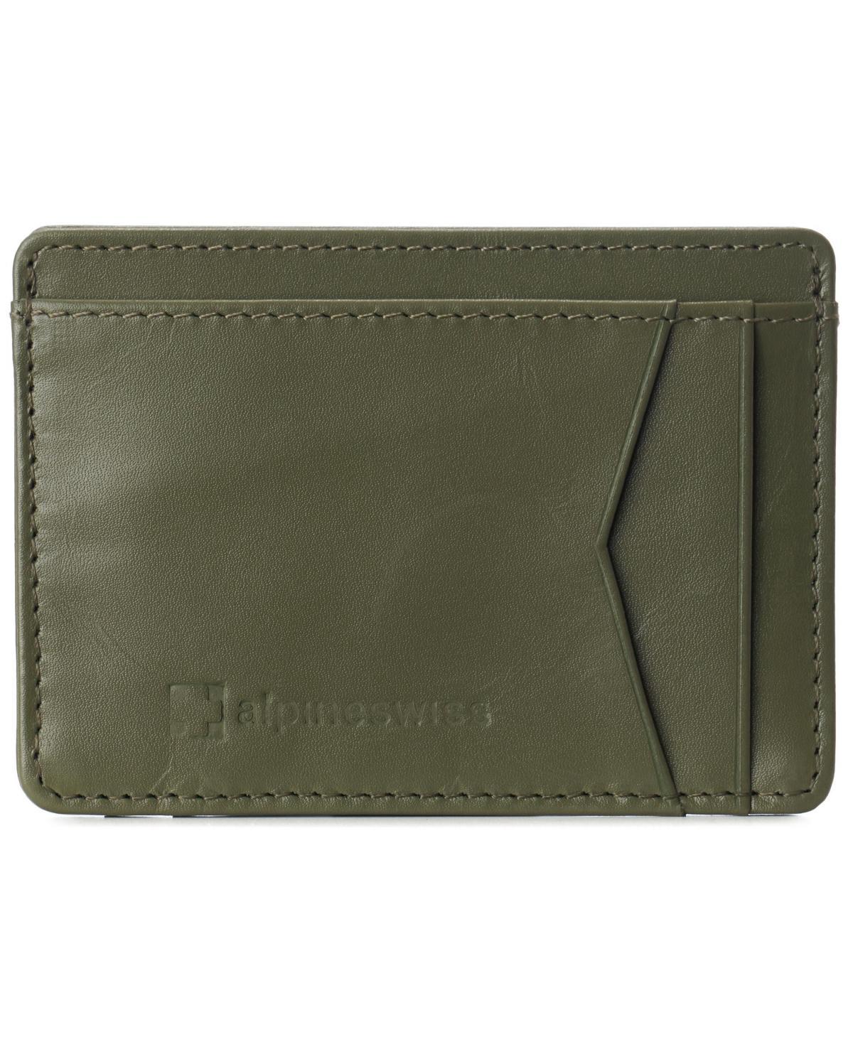 Alpine Swiss Mens Rfid Safe Front Pocket Wallet Smooth Leather Slim Card Holder - Gray Product Image