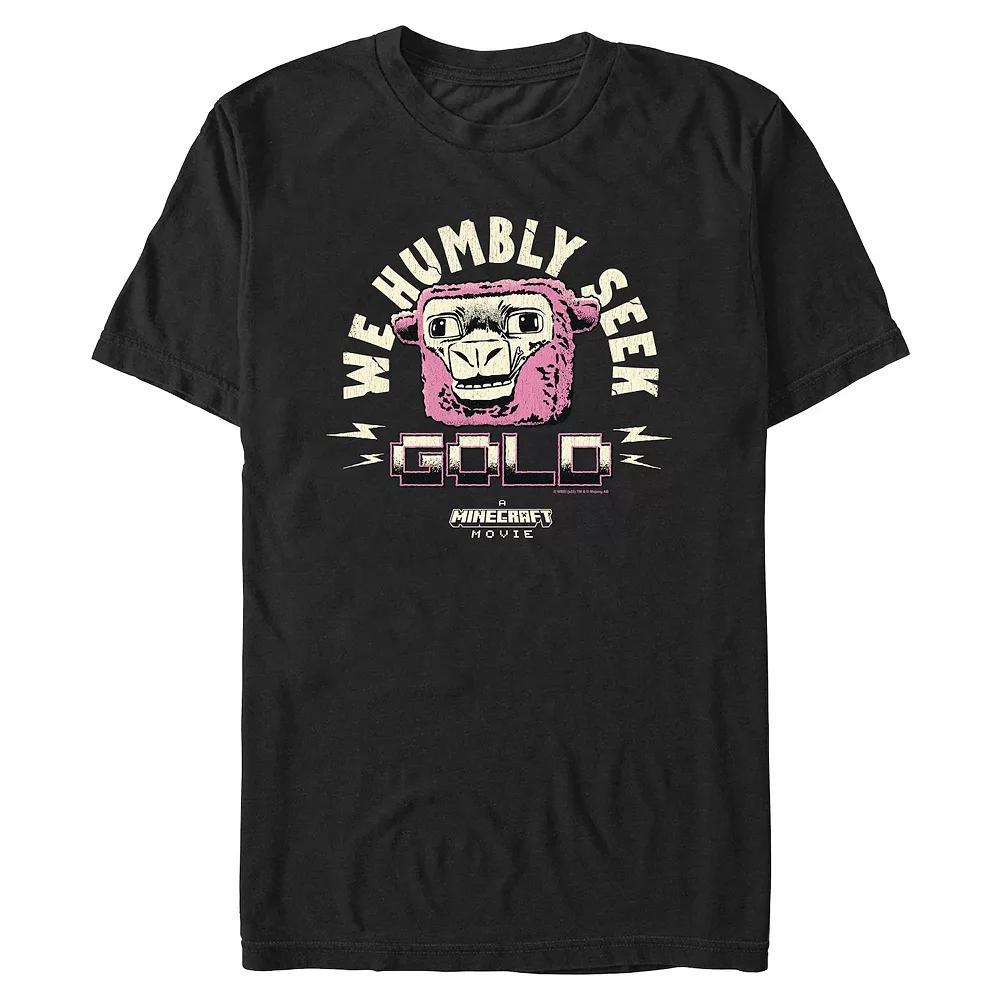 Big & Tall Minecraft Movie We Humbly Seek Gold Graphic Tee, Men's, Size: XL Tall, Black Product Image