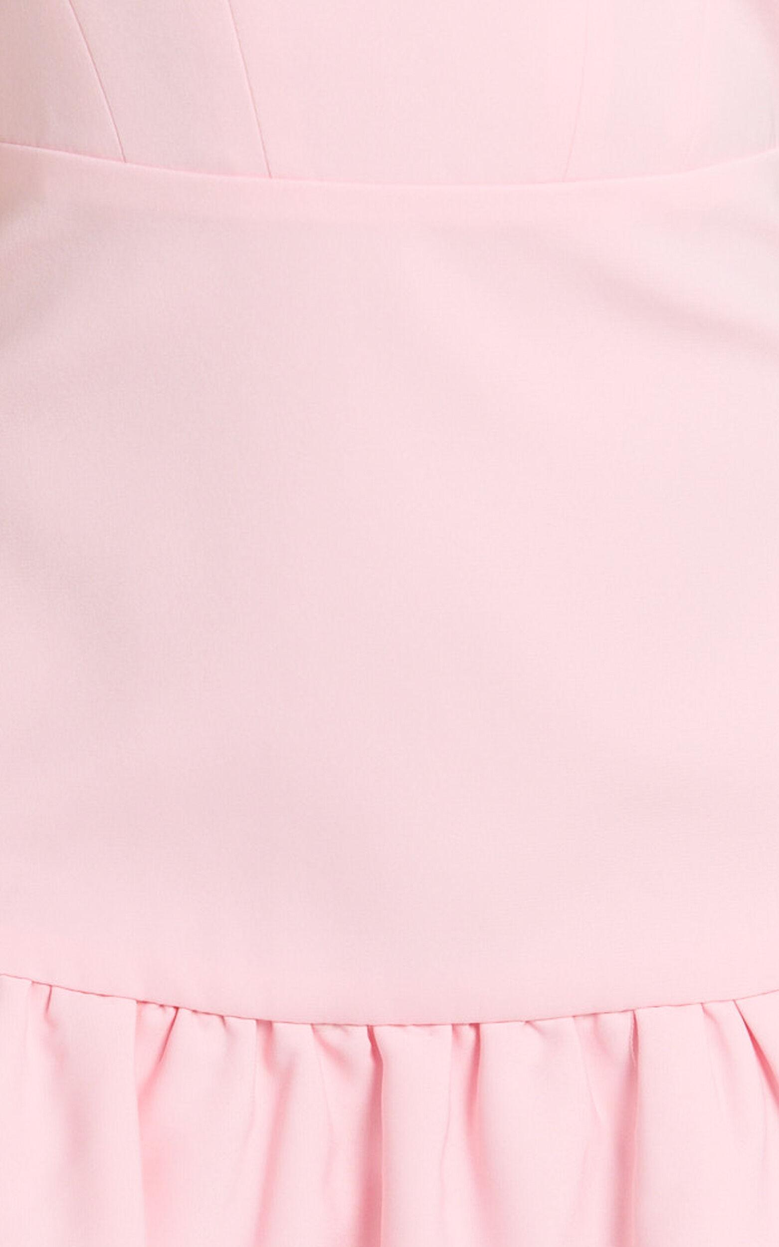 Morgana Playsuit - Tie Shoulder Ruffle Hem Playsuit in Peach Product Image