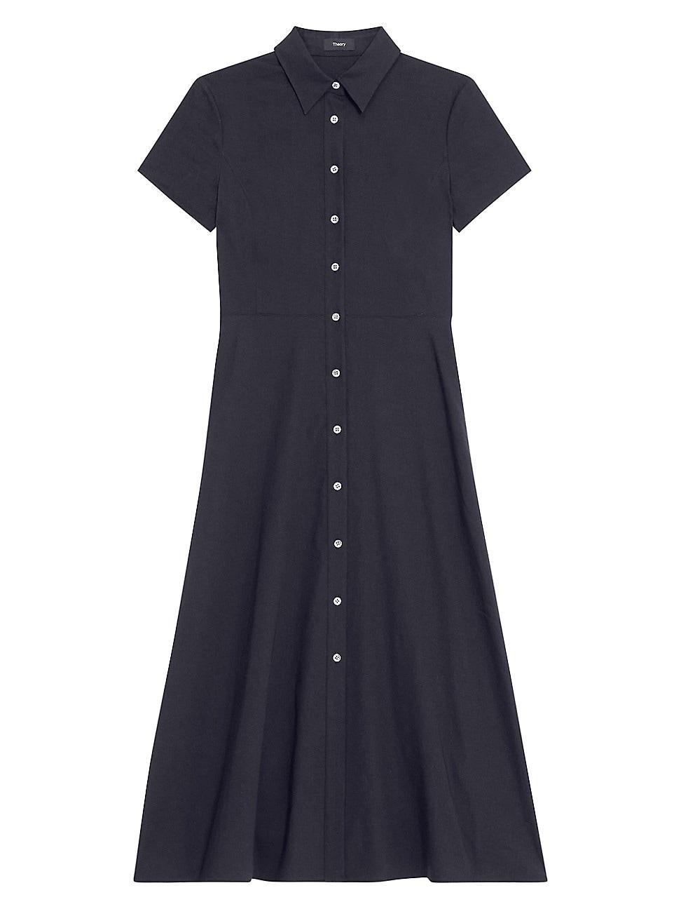 Womens Linen-Blend Midi-Shirtdress Product Image