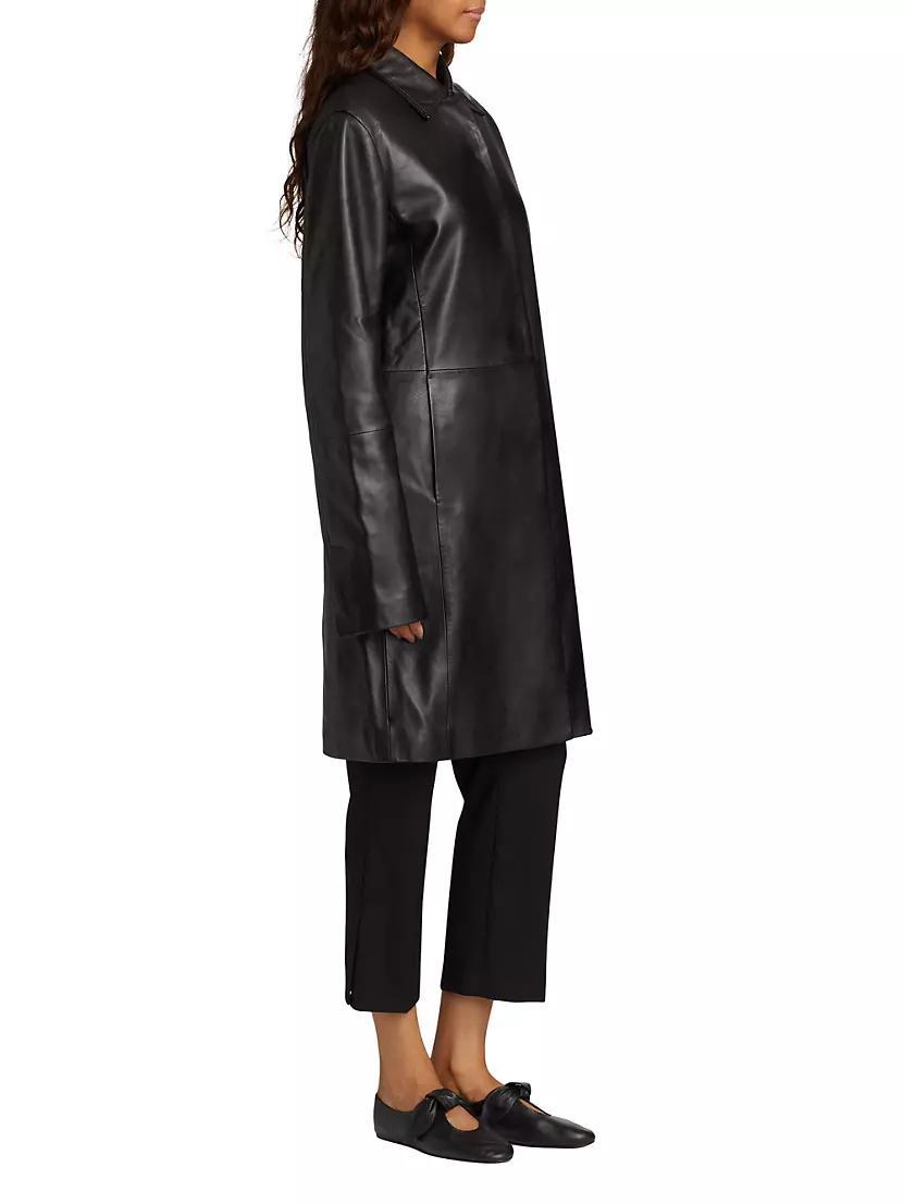 Leather Knee-Length Coat Product Image