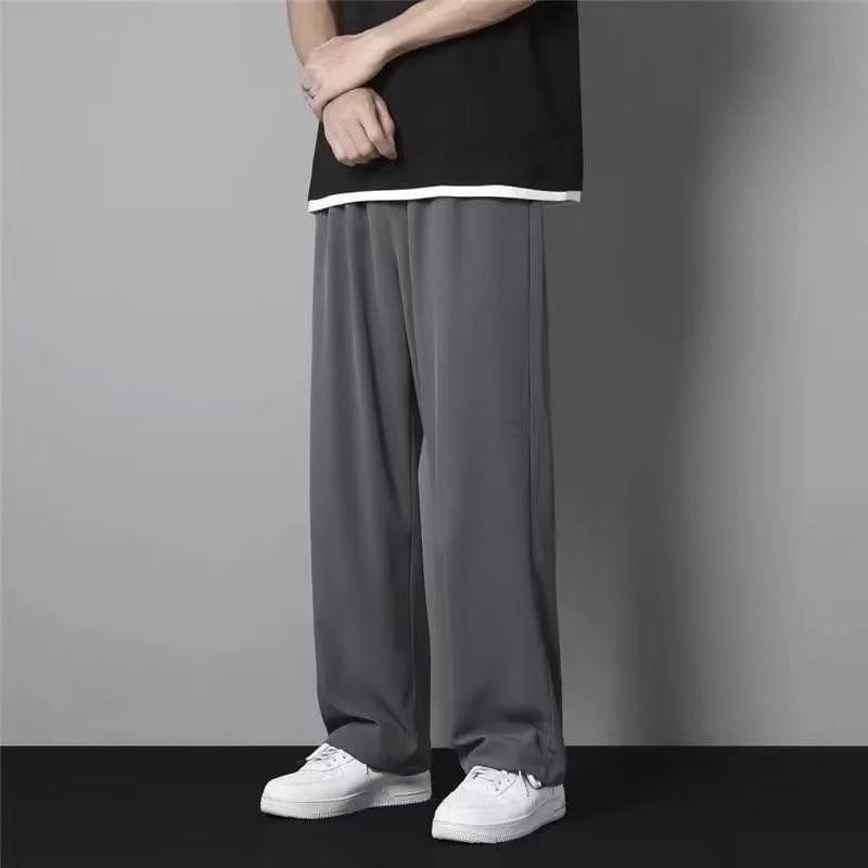 Mid Rise Plain Loose Fit Pants / Drawstring Waist Cropped Harem Pants Product Image