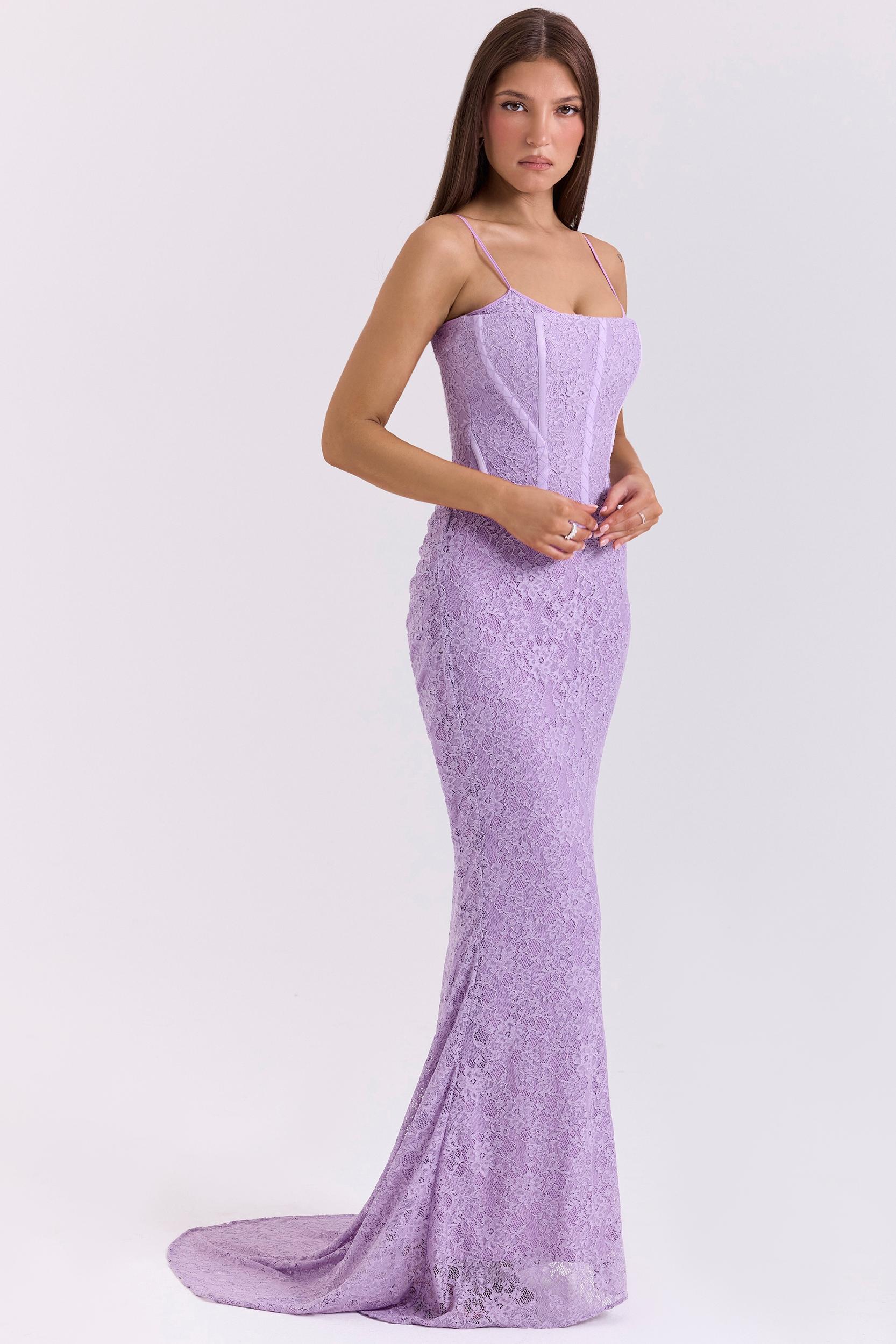 Antonina  orchid lace corset maxi dress Product Image