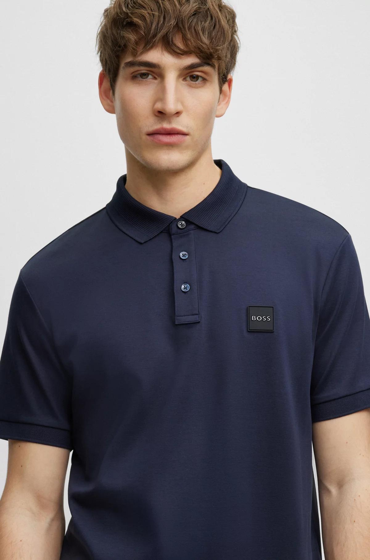 BOSS PARLAY COTTON-JERSEY POLO SHIRT WITH LOGO BADGE Male Product Image