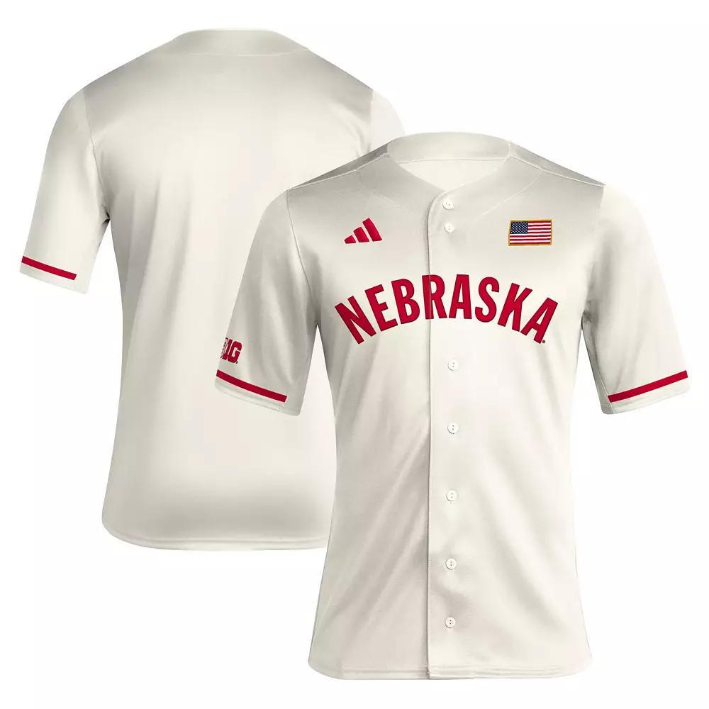 Men's adidas Cream Nebraska Huskers Replica Baseball Jersey, Size: Small, Beige Product Image