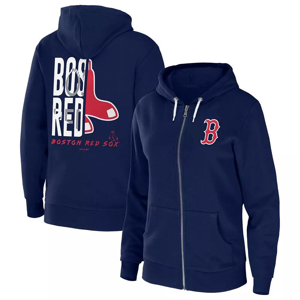 Women's WEAR by Erin Andrews Navy Boston Red Sox Sponge Fleece Full-Zip Hoodie, Size: Small, Blue Product Image