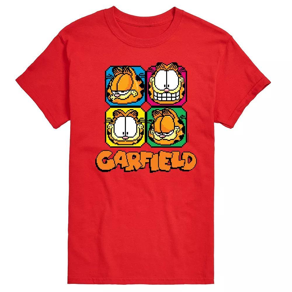 Mens Garfield Pixel Faces Graphic Tee Product Image