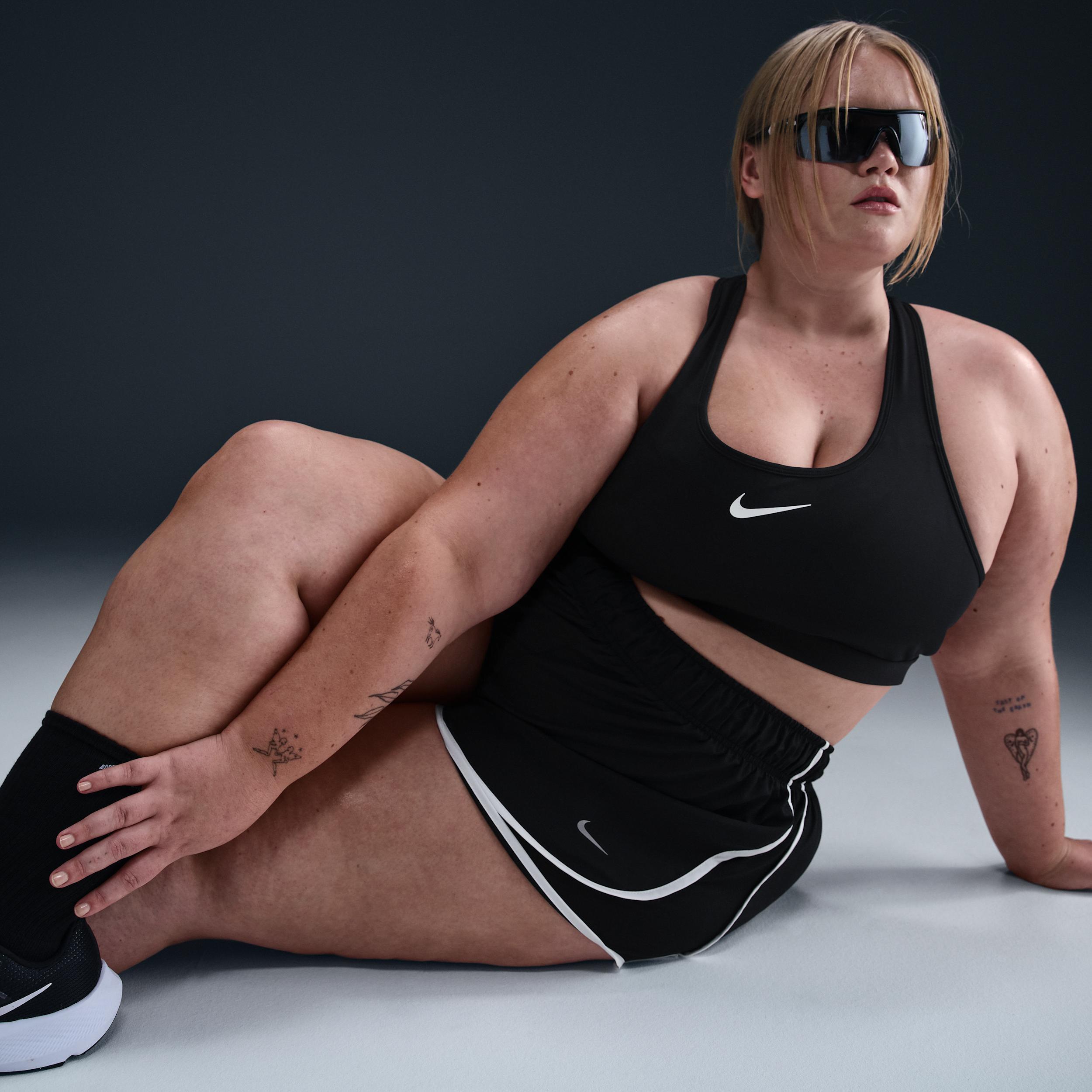 Plus Size Nike Tempo Dri-FIT Mid-Rise 3-in. Brief-Lined Running Shorts, Women's, Size: 1XL, Black White Product Image
