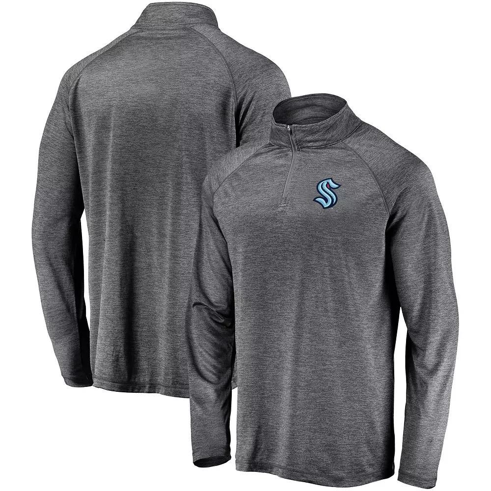 Men's Fanatics Branded Gray Seattle Kraken Synthetic Primary Logo Quarter-Zip Pullover Jacket, Size: Small, Krk Grey Product Image