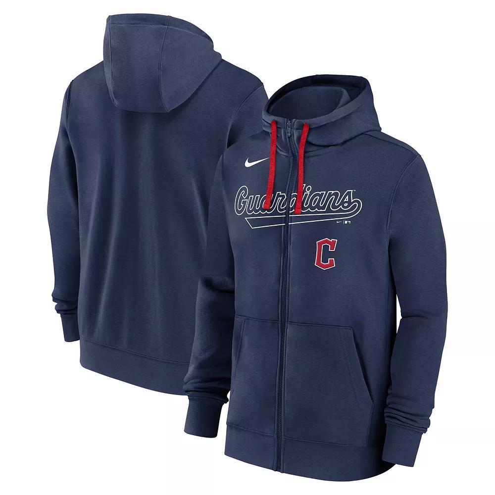 Men's Nike Navy Cleveland Guardians Knockout Script Full-Zip Hoodie, Size: Small, Grd Blue Product Image
