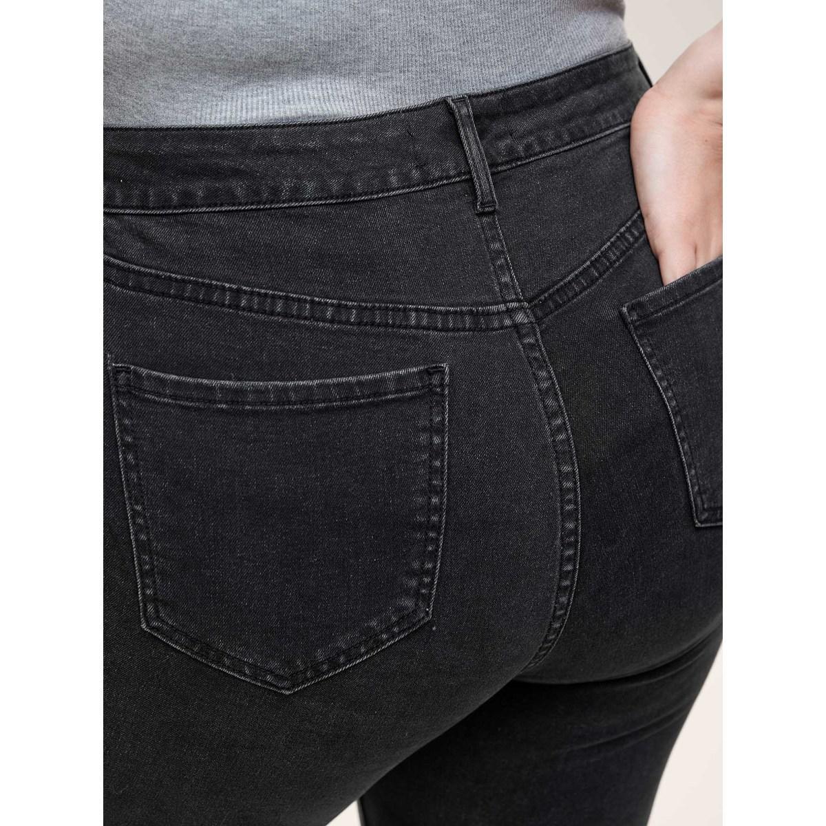 Plus Size Stretchy Classic Bootcut Mid-Rise Jeans Women Denimblack Medium stretch Slanted pocket Jeans BloomChic 16/1X Product Image