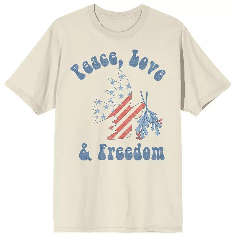Men's Americana Peace Love Tee, Size: XL, Beige Product Image