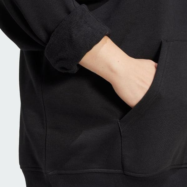 adidas Essentials Oversized Fleece Hoodie (Plus Size) Black 1X Womens Product Image