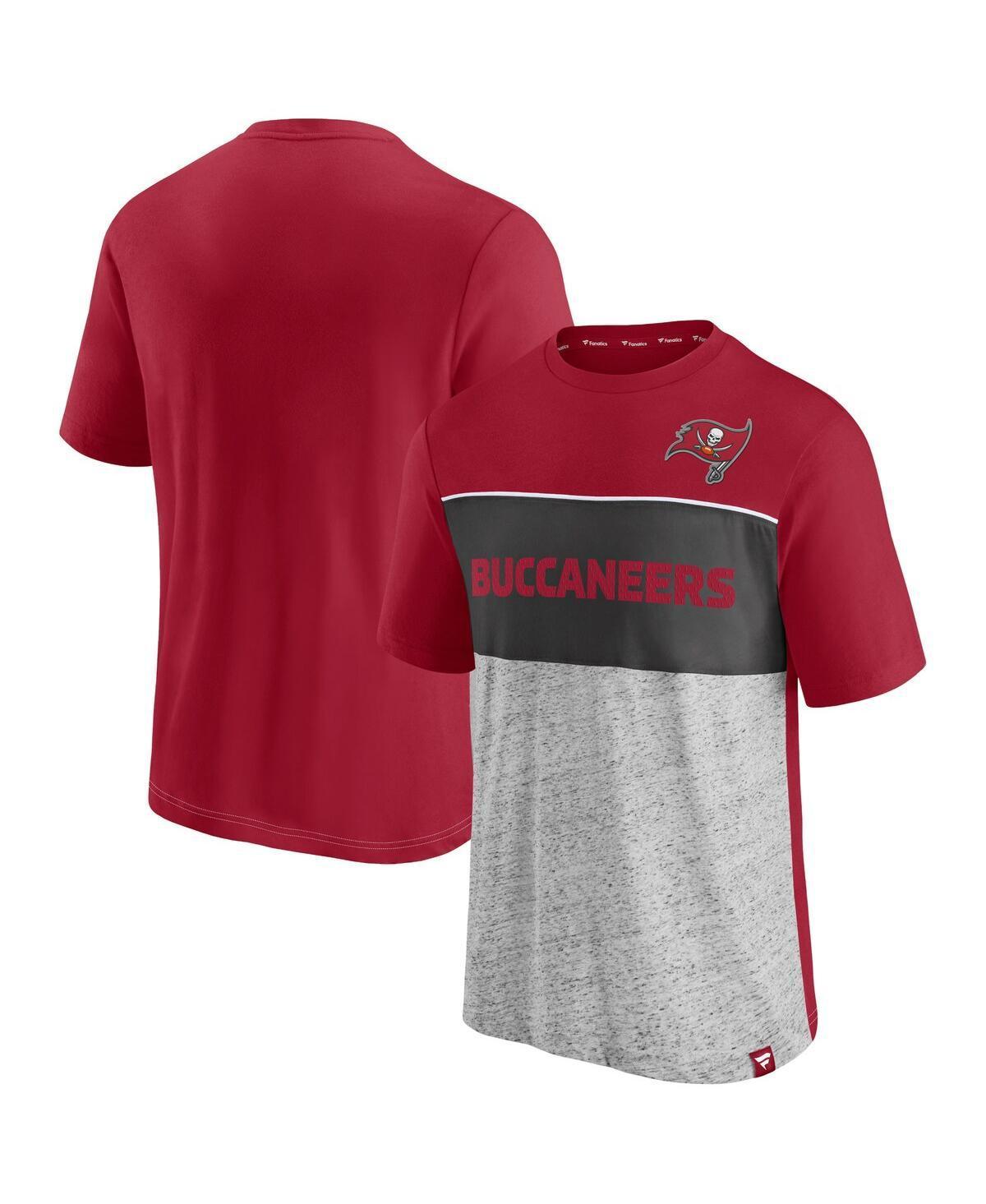 Men's Fanatics Branded Red/Heathered Gray Tampa Bay Buccaneers Colorblock T-Shirt, Size: XL Product Image