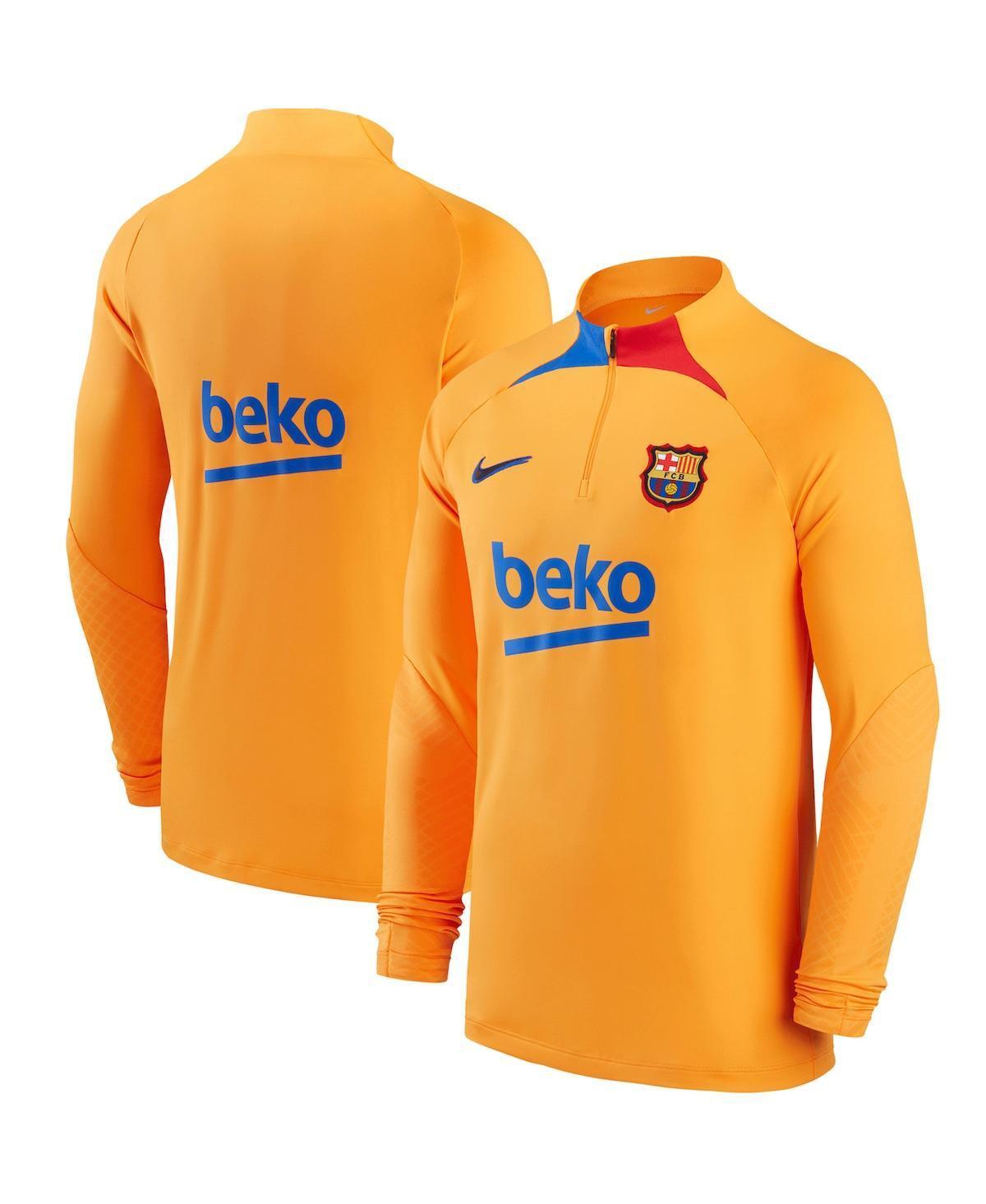 Men's Nike Orange Barcelona 2021/22 Strike Drill Raglan Quarter-Zip Long Sleeve Top, Size: Medium, Bar Orange Product Image