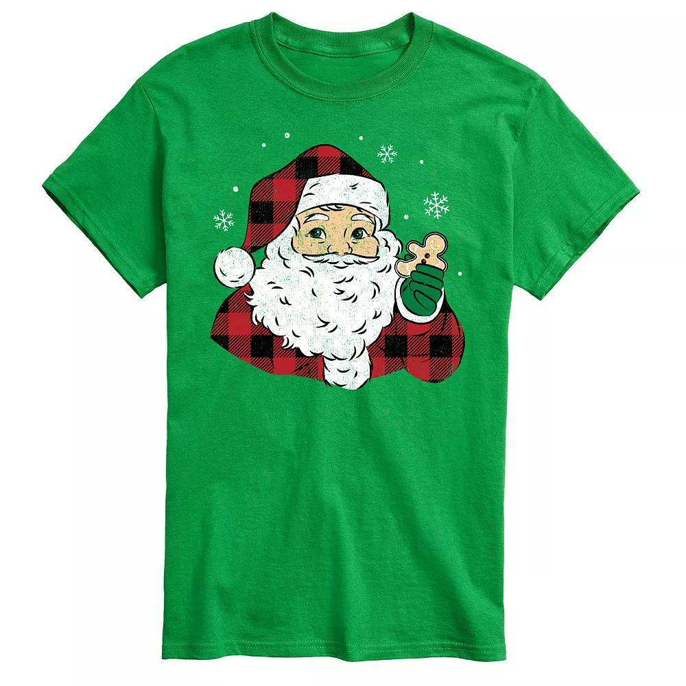 Men's Vintage Santa Plaid Cookie Graphic Tee, Size: XL, Black Product Image