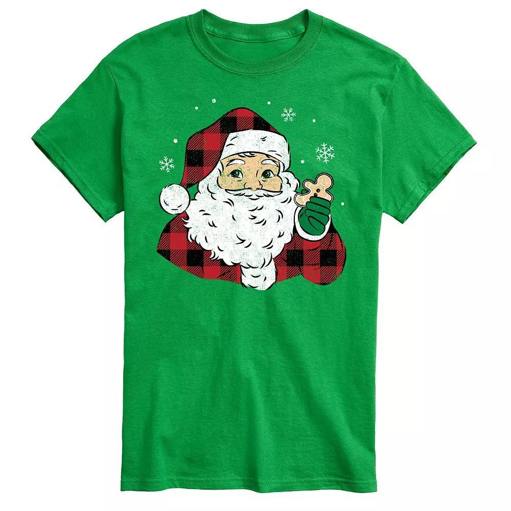 Men's Vintage Santa Plaid Cookie Graphic Tee, Size: XL, Black Product Image