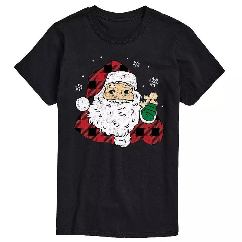 Men's Vintage Santa Plaid Cookie Graphic Tee, Size: XL, Black Product Image