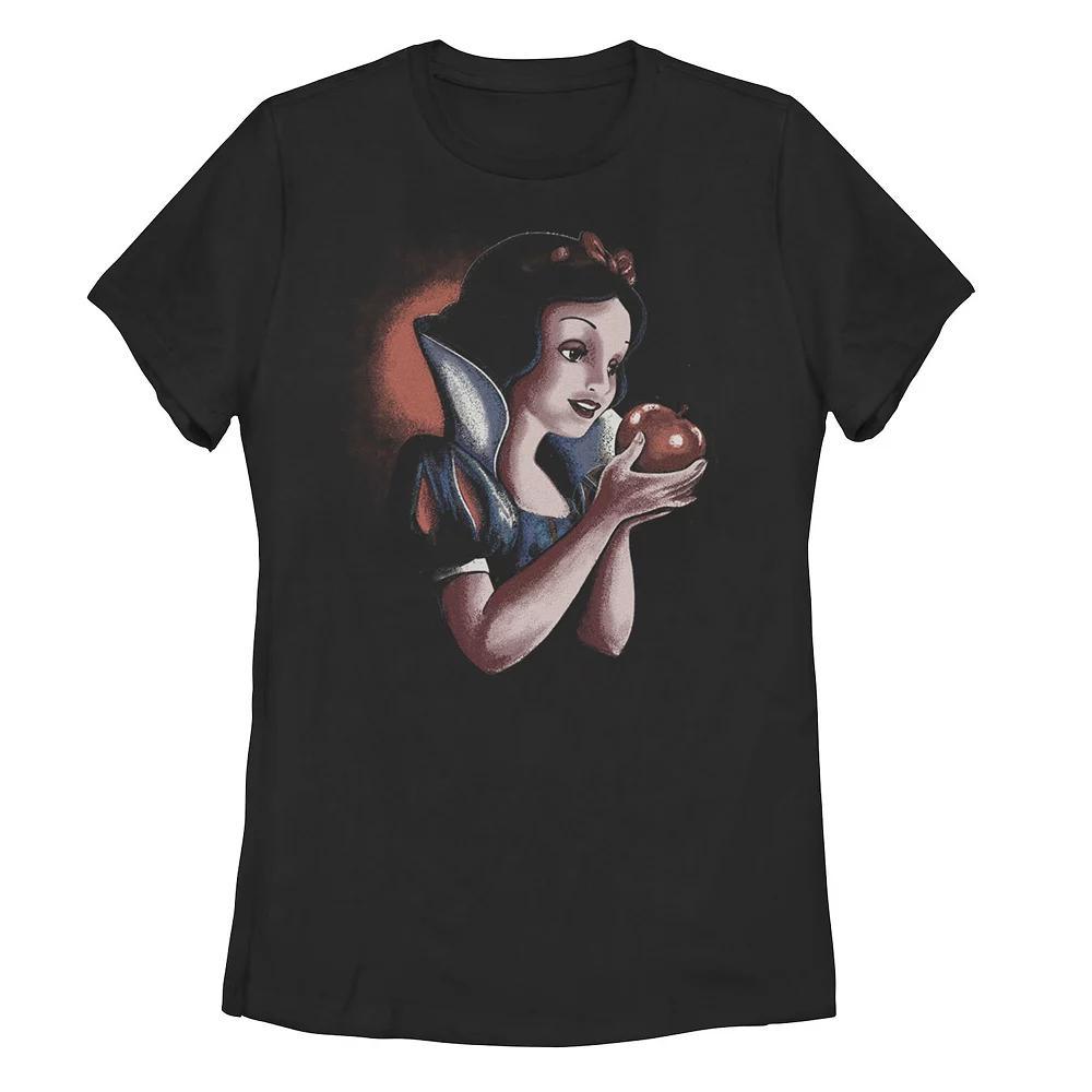 Disney's Snow White Juniors' Distressed Apple Graphic Tee, Girl's, Size: Small, Black Product Image