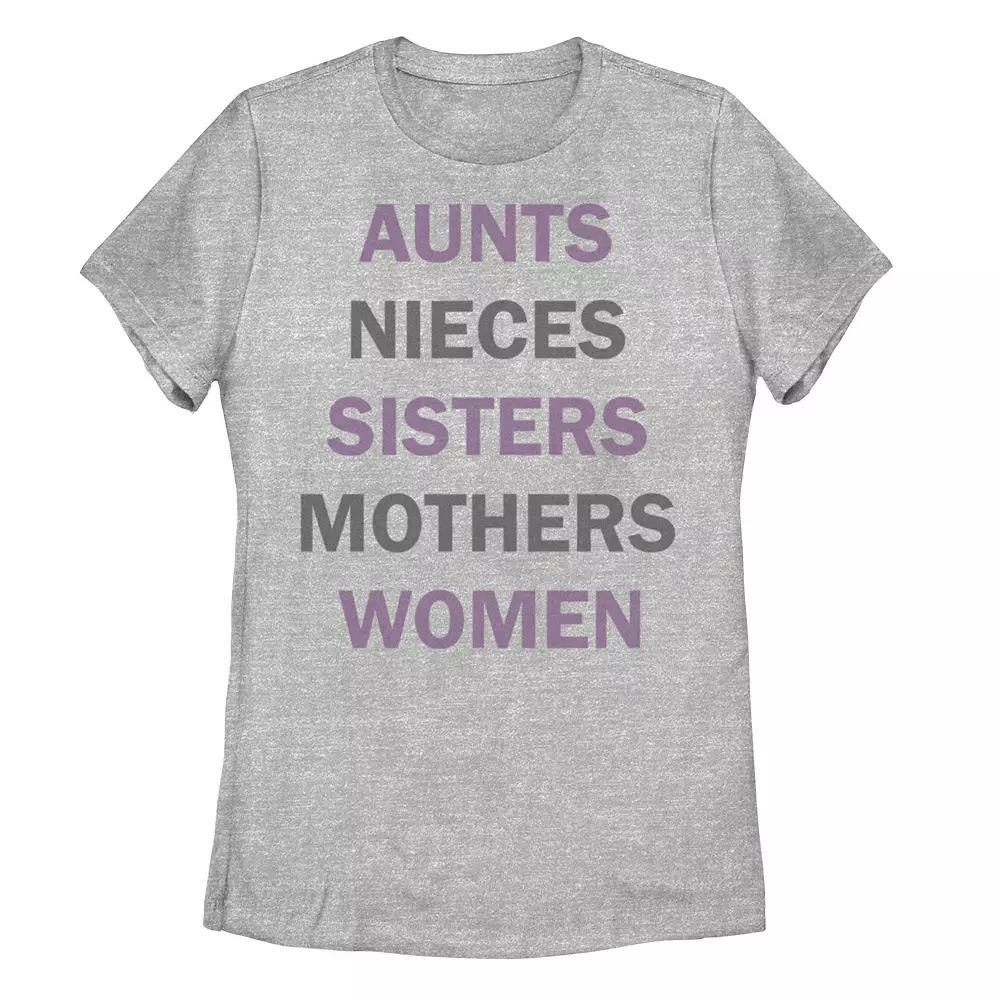 Juniors' Strong Females Of The Family Word Stack Tee, Girl's, Size: XXL, Athletic Grey Product Image