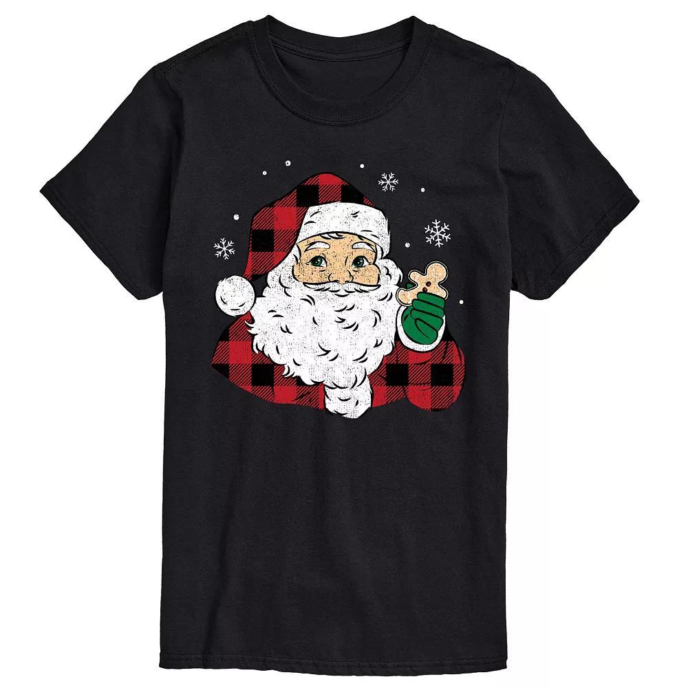 Men's Vintage Santa Plaid Cookie Graphic Tee, Size: XL, Black Product Image