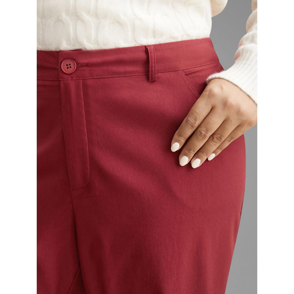 Plus Size Holiday Stretchy Flared Pants Women Scarlet Formal Bootcut Mid Rise Party Pants BloomChic 10/M Product Image