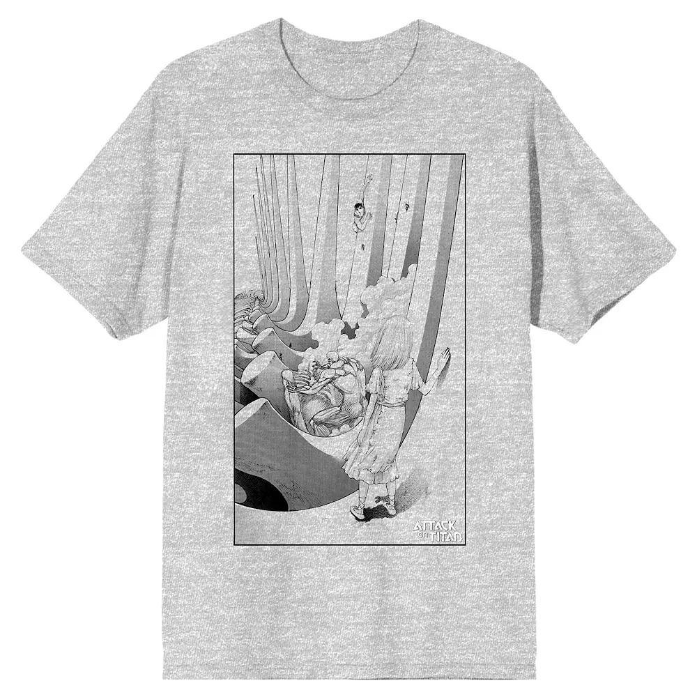 Men's Attack On Titan Art Drawing Graphic Tee, Size: Small 36, Gray Product Image